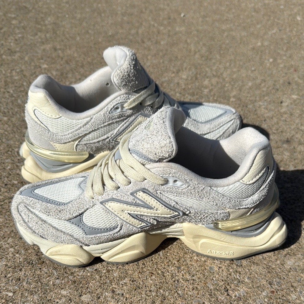 New Balance Cream and Gray Chunky Athletic Shoes